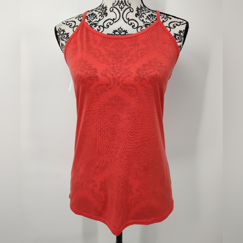 Women's Coral Orange Tank Top Criss Cross Straps Size Medium
